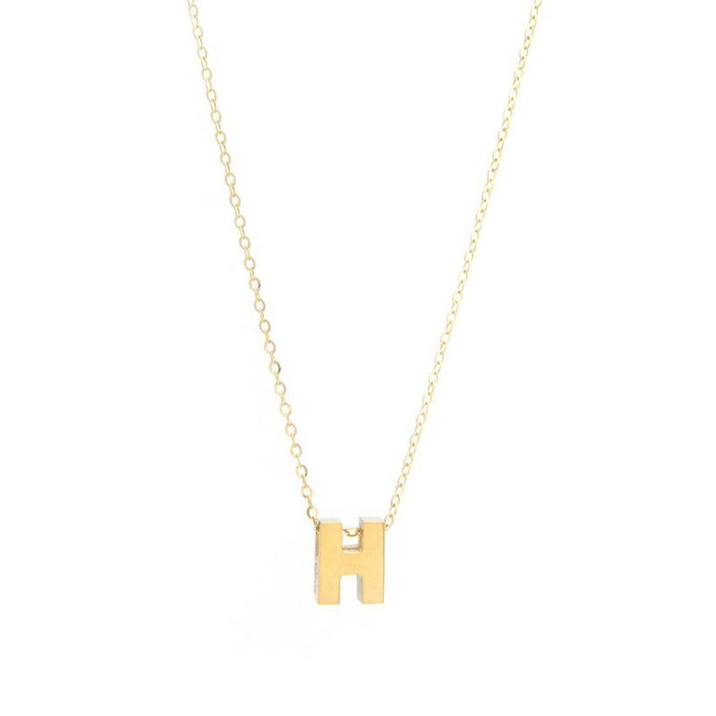 Gold Alphabet Cursive Letter 'H' Initial DC Pendant Necklace (yellow,  white, rose, 10K, 14K) – Karma Blingz